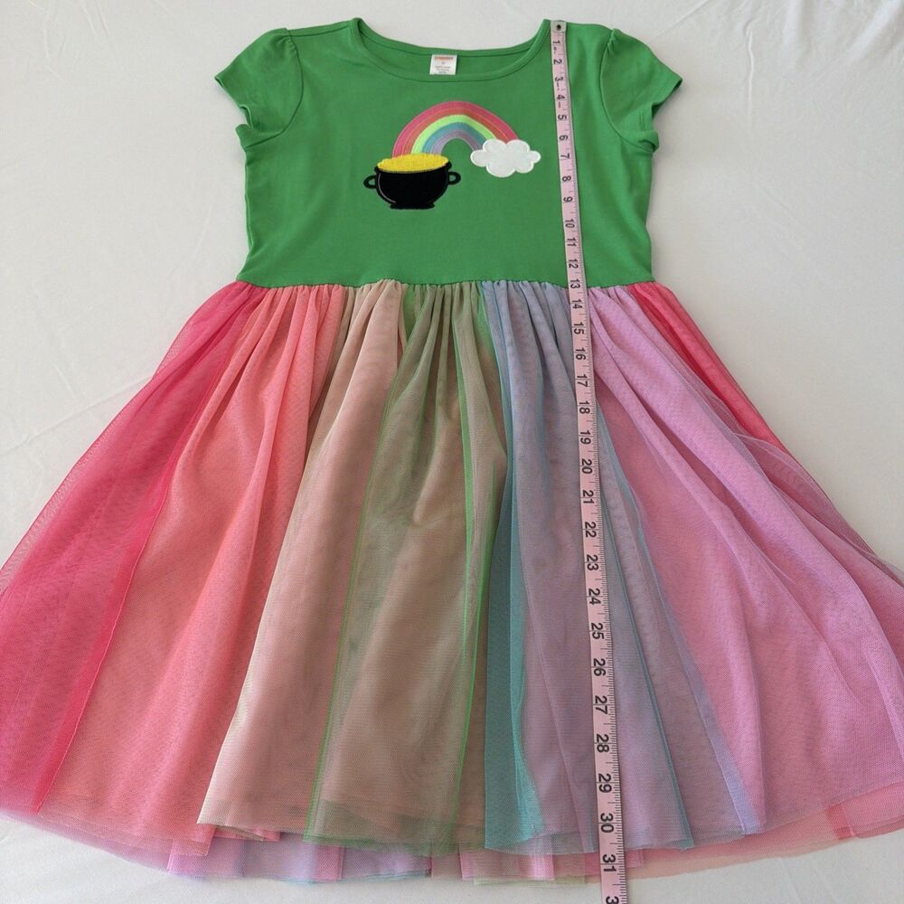 Gymboree Girls 12 Dress Green Saint St Patricks Day Rainbow Pot Gold Leprechaun - Picture 11 of 12
